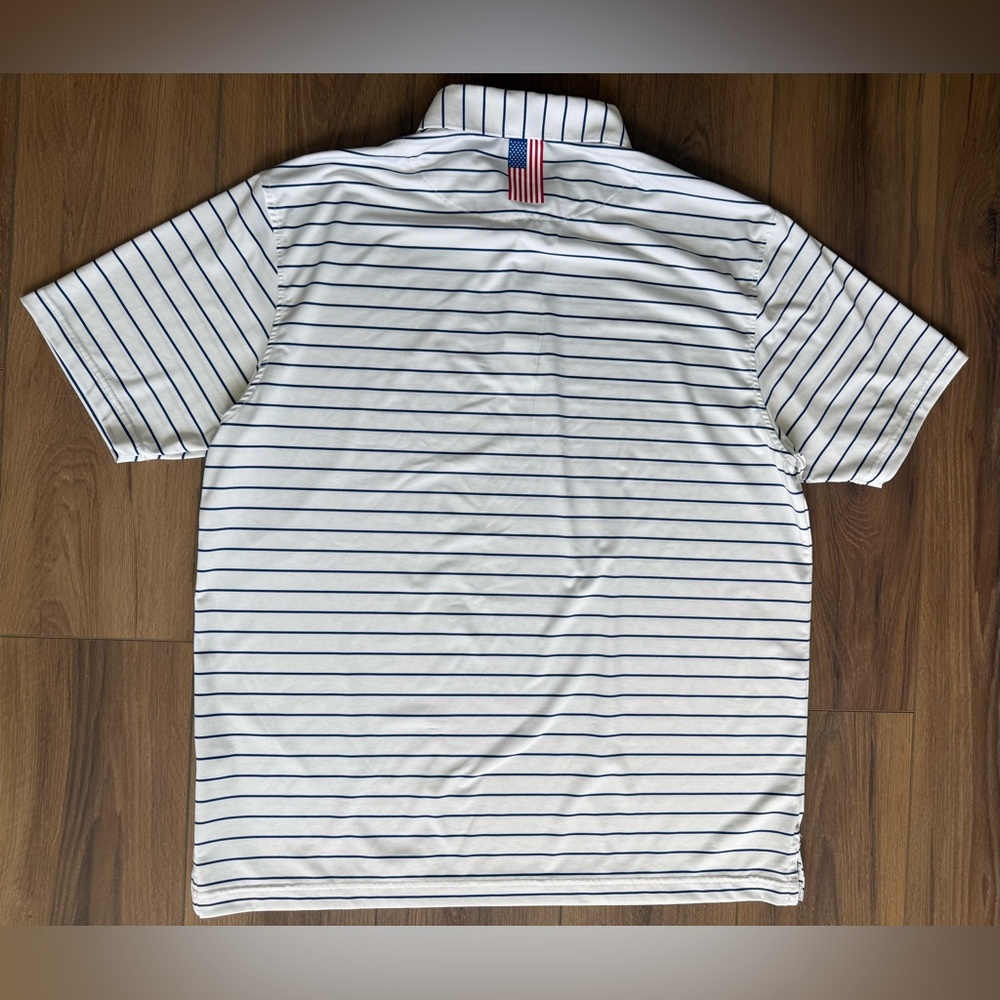Rhoback "The Captain" Striped Performance Polo Men's Size XL Red White Blue - Picture 7 of 9